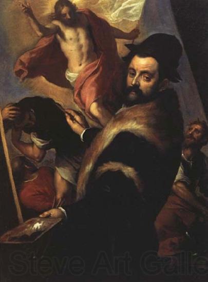 PALMA GIOVANE Self-Portrait Painting the Resurrection of Christ Spain oil painting art